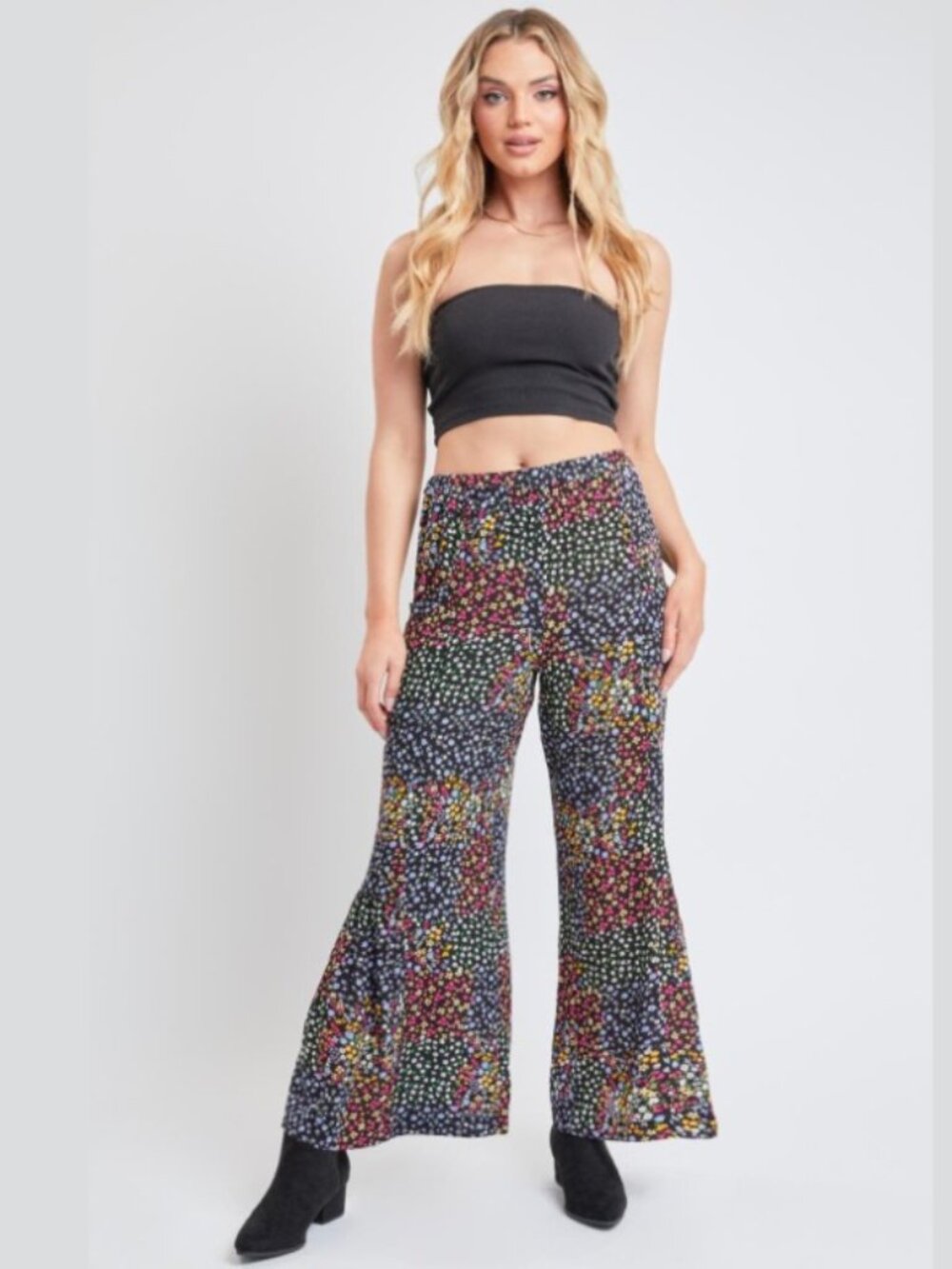YMI Wide Leg Floral Pants High Rise Flowy Boho Summer Pants S M L XL